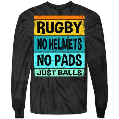 Retro Vintage Rugby Just Balls Players Fans Tie-Dye Long Sleeve Shirt