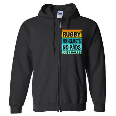 Retro Vintage Rugby Just Balls Players Fans Full Zip Hoodie