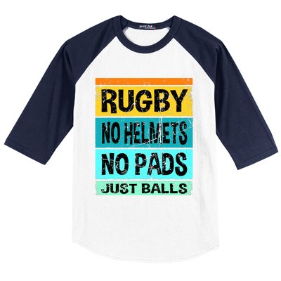 Retro Vintage Rugby Just Balls Players Fans Baseball Sleeve Shirt