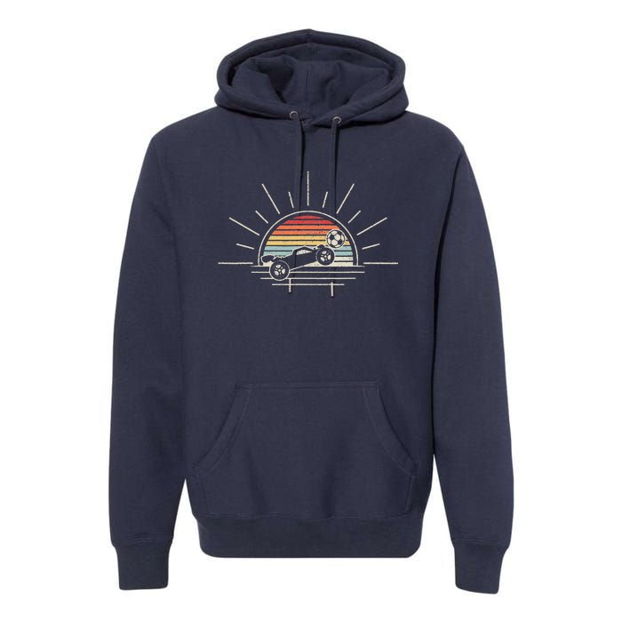 Retro Vintage Rocket Soccer Car Premium Hoodie