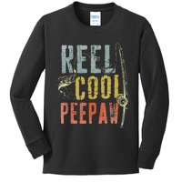 Retro Vintage Reel Cool Peepaw Fishing Fathers Day Grandpa Kids Long Sleeve Shirt