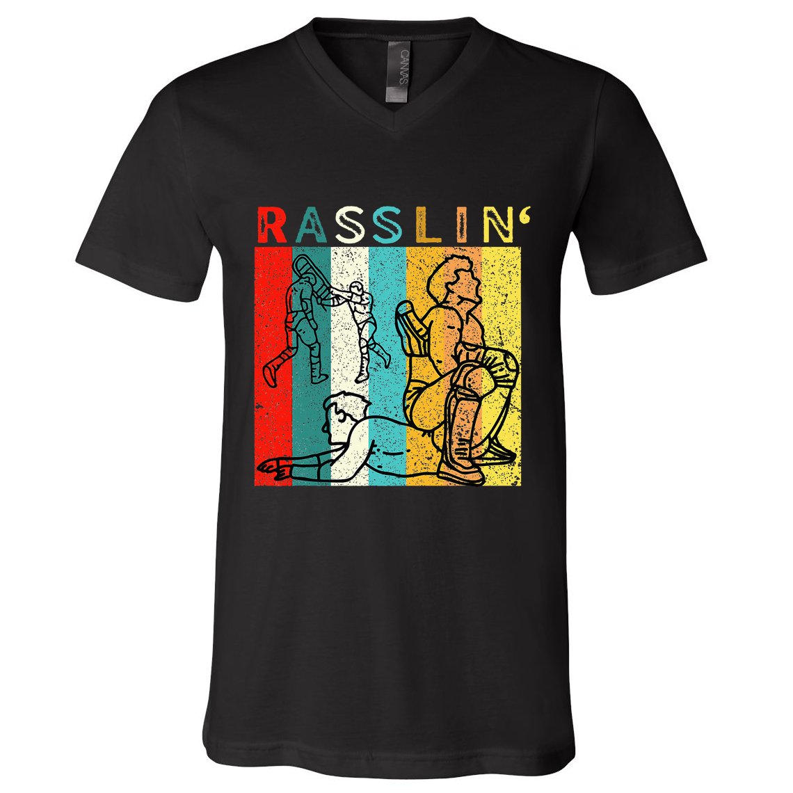 Retro Vintage Rasslin Pro Wrestling Fan V-Neck T-Shirt