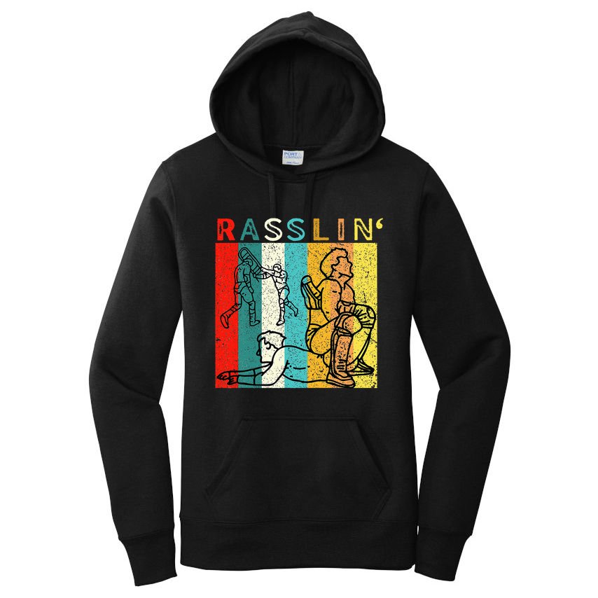 Retro Vintage Rasslin Pro Wrestling Fan Women's Pullover Hoodie