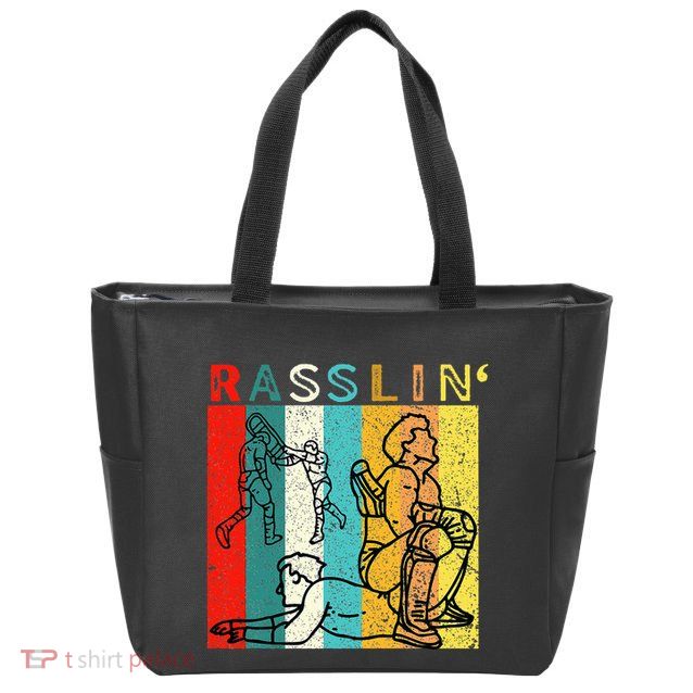 Retro Vintage Rasslin Pro Wrestling Fan Zip Tote Bag