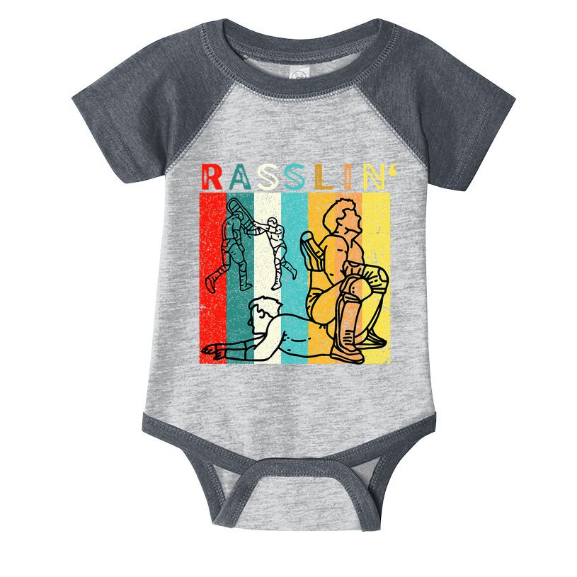 Retro Vintage Rasslin Pro Wrestling Fan Infant Baby Jersey Bodysuit