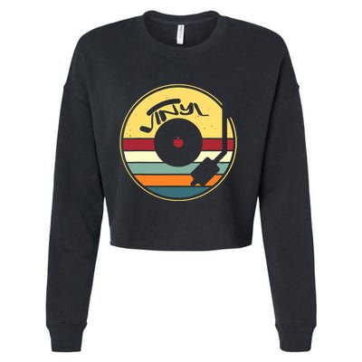 Retro Vinyl Record Vintage Vinyls Lp Record Cropped Pullover Crew