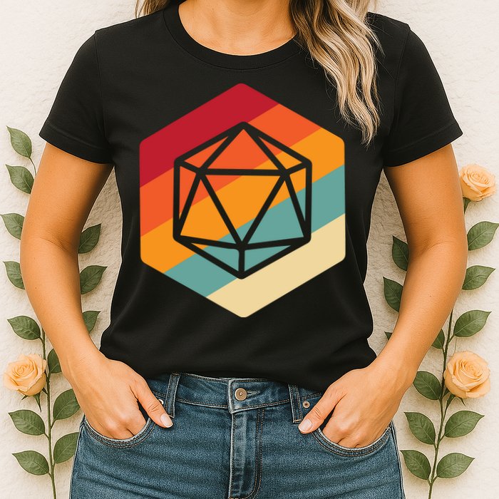 Retro Vintage Role Playing Game Boardgame Dice Womens T-Shirt