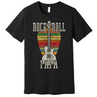 Retro Vintage Rock And Roll Papa Guitar Fathers Day Premium T-Shirt