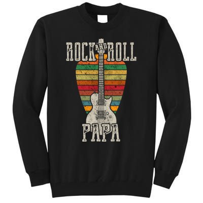 Retro Vintage Rock And Roll Papa Guitar Fathers Day Tall Sweatshirt