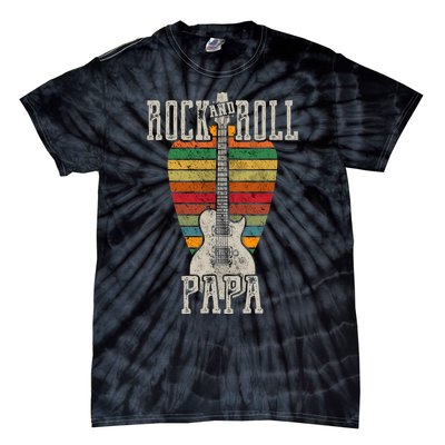 Retro Vintage Rock And Roll Papa Guitar Fathers Day Tie-Dye T-Shirt