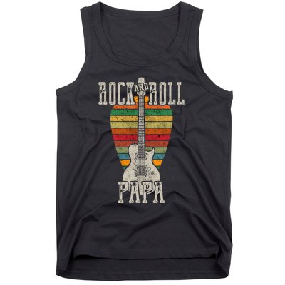 Retro Vintage Rock And Roll Papa Guitar Fathers Day Tank Top