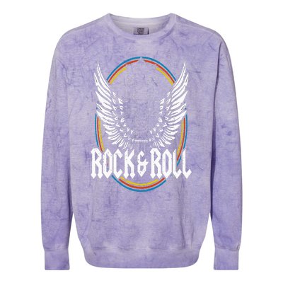 Retro Vintage Rock & Roll Guitar Wings Music Concert Band Colorblast Crewneck Sweatshirt