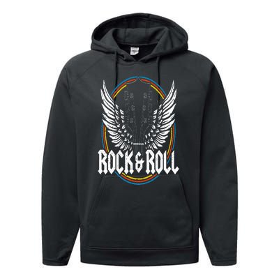 Retro Vintage Rock & Roll Guitar Wings Music Concert Band Performance Fleece Hoodie