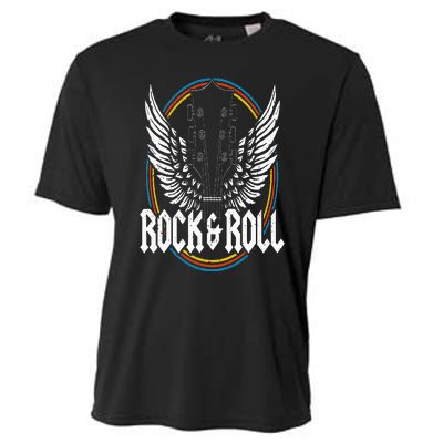 Retro Vintage Rock & Roll Guitar Wings Music Concert Band Cooling Performance Crew T-Shirt