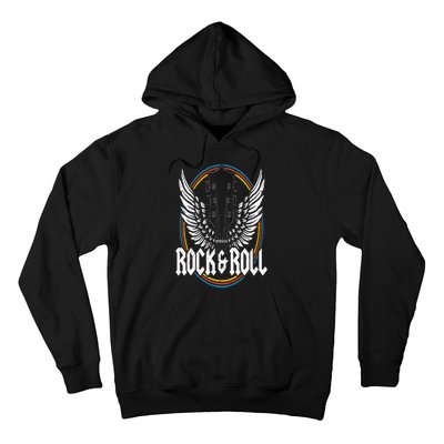 Retro Vintage Rock & Roll Guitar Wings Music Concert Band Hoodie