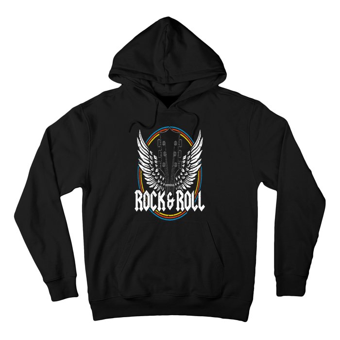 Retro Vintage Rock & Roll Guitar Wings Music Concert Band Hoodie