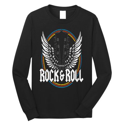 Retro Vintage Rock & Roll Guitar Wings Music Concert Band Long Sleeve Shirt