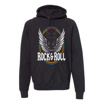 Retro Vintage Rock & Roll Guitar Wings Music Concert Band Premium Hoodie