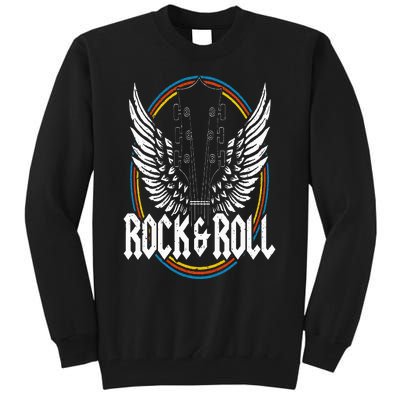 Retro Vintage Rock & Roll Guitar Wings Music Concert Band Tall Sweatshirt