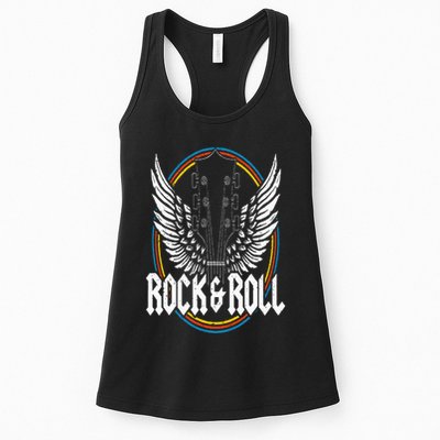 Retro Vintage Rock & Roll Guitar Wings Music Concert Band Womens Tank Top