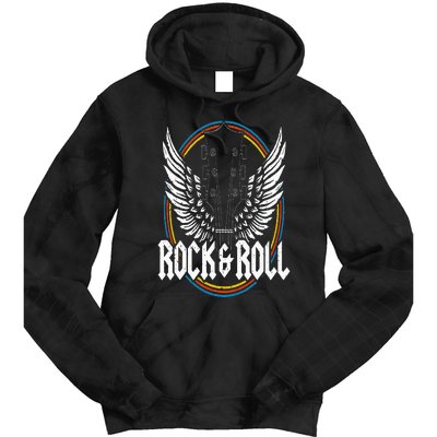 Retro Vintage Rock & Roll Guitar Wings Music Concert Band Tie Dye Hoodie