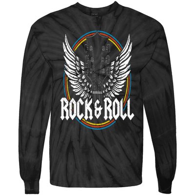 Retro Vintage Rock & Roll Guitar Wings Music Concert Band Tie-Dye Long Sleeve Shirt