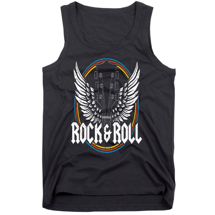 Retro Vintage Rock & Roll Guitar Wings Music Concert Band Tank Top