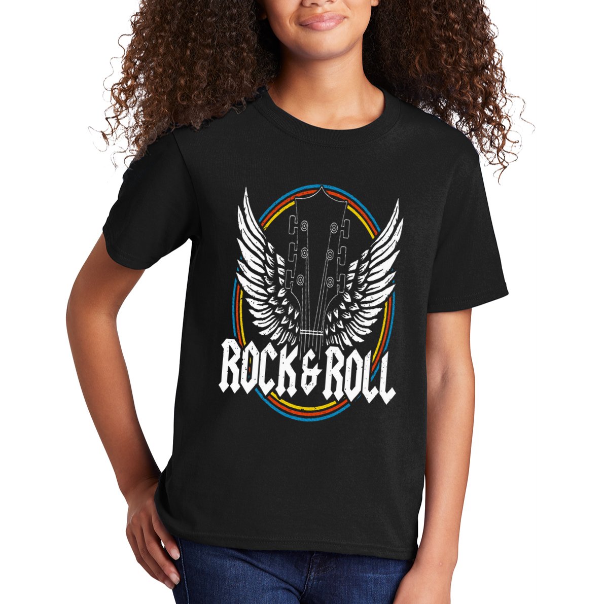 Retro Vintage Rock & Roll Guitar Wings Music Concert Band Kids T-Shirt