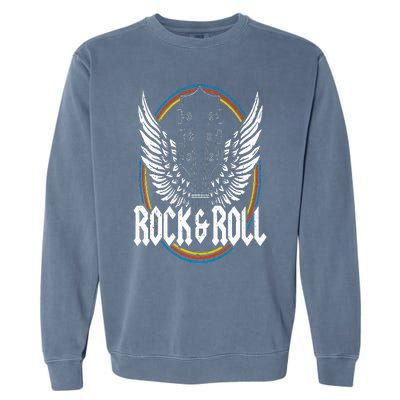 Retro Vintage Rock & Roll Guitar Wings Music Concert Band Garment-Dyed Sweatshirt