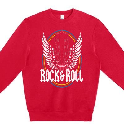 Retro Vintage Rock & Roll Guitar Wings Music Concert Band Premium Crewneck Sweatshirt