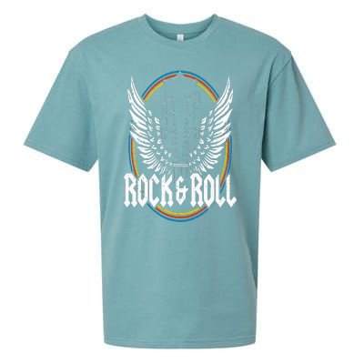 Retro Vintage Rock & Roll Guitar Wings Music Concert Band Sueded Cloud Jersey T-Shirt