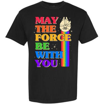 Retro Vintage Rainbow May The 4th May The Force Be With You Garment-Dyed Heavyweight T-Shirt