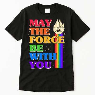 Retro Vintage Rainbow May The 4th May The Force Be With You Tall T-Shirt