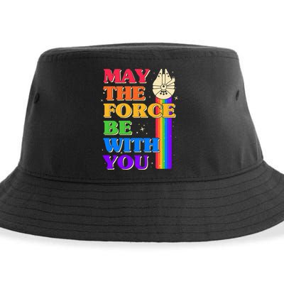 Retro Vintage Rainbow May The 4th May The Force Be With You Sustainable Bucket Hat