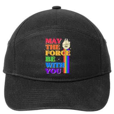 Retro Vintage Rainbow May The 4th May The Force Be With You 7-Panel Snapback Hat