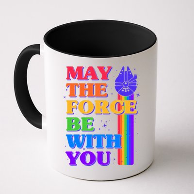 Retro Vintage Rainbow May The 4th May The Force Be With You Mug