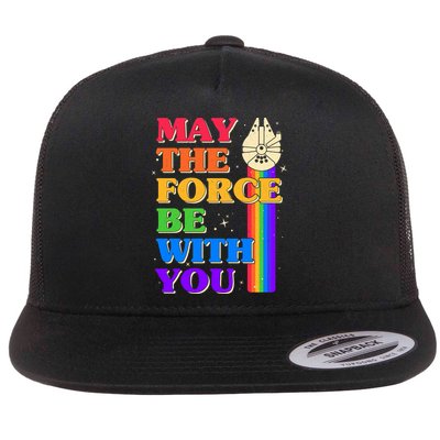 Retro Vintage Rainbow May The 4th May The Force Be With You Flatbill Hat