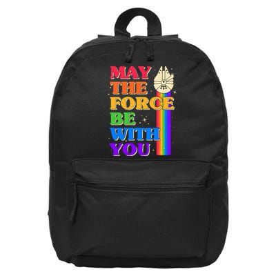 Retro Vintage Rainbow May The 4th May The Force Be With You 16 in Basic Backpack