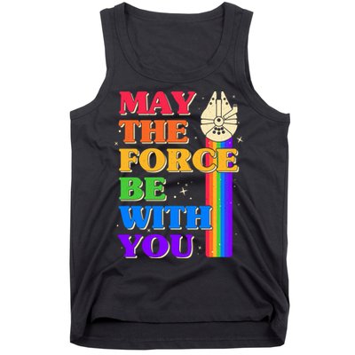 Retro Vintage Rainbow May The 4th May The Force Be With You Tank Top