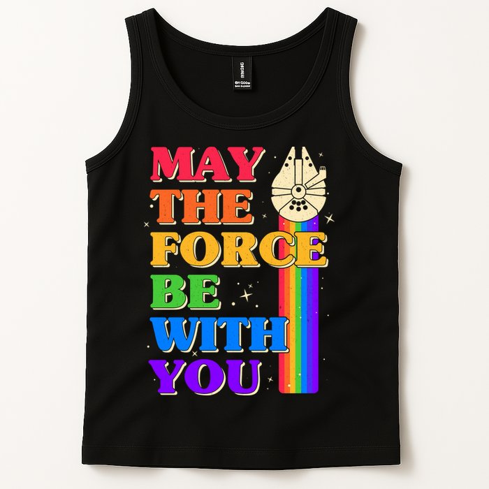 Retro Vintage Rainbow May The 4th May The Force Be With You Tank Top