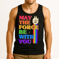Retro Vintage Rainbow May The 4th May The Force Be With You Tank Top