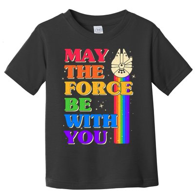 Retro Vintage Rainbow May The 4th May The Force Be With You Toddler T-Shirt