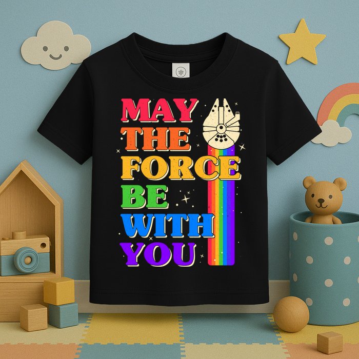 Retro Vintage Rainbow May The 4th May The Force Be With You Toddler T-Shirt