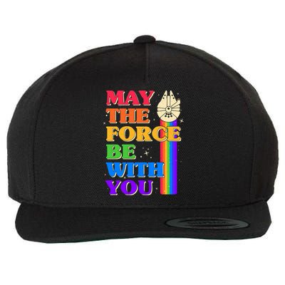 Retro Vintage Rainbow May The 4th May The Force Be With You Wool Snapback Cap