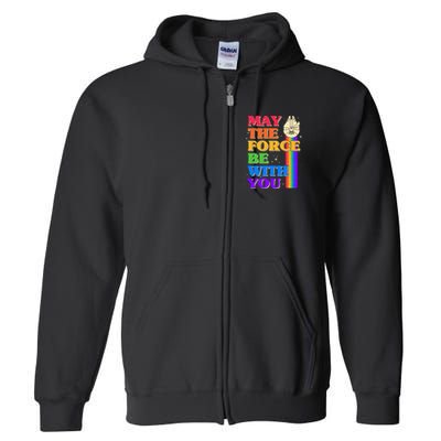 Retro Vintage Rainbow May The 4th May The Force Be With You Full Zip Hoodie