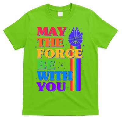 Retro Vintage Rainbow May The 4th May The Force Be With You T-Shirt