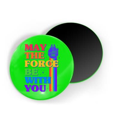 Retro Vintage Rainbow May The 4th May The Force Be With You Magnet