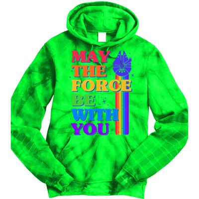 Retro Vintage Rainbow May The 4th May The Force Be With You Tie Dye Hoodie