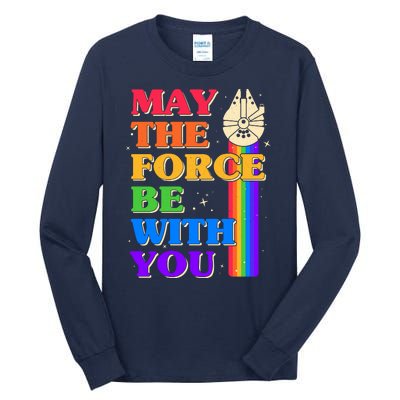 Retro Vintage Rainbow May The 4th May The Force Be With You Tall Long Sleeve T-Shirt