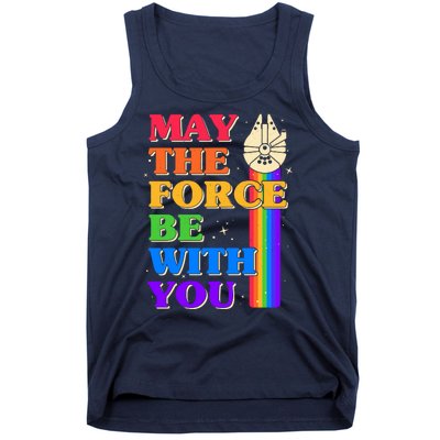 Retro Vintage Rainbow May The 4th May The Force Be With You Tank Top